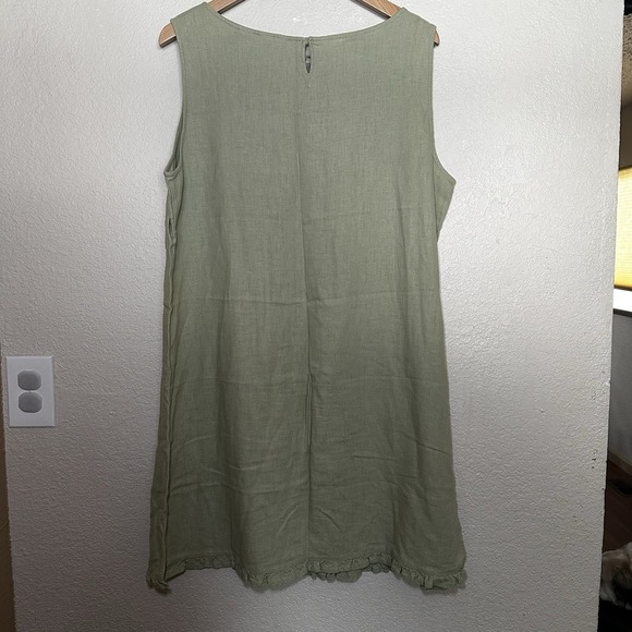 White Stag Women's XL Sleeveless Dress Olive Green Linen Blend Light Airy Boho - Picture 3 of 4